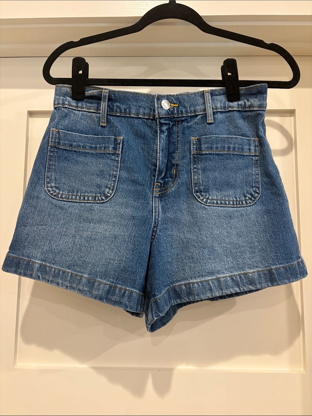 Classic High-Rise Blue Denim Shorts